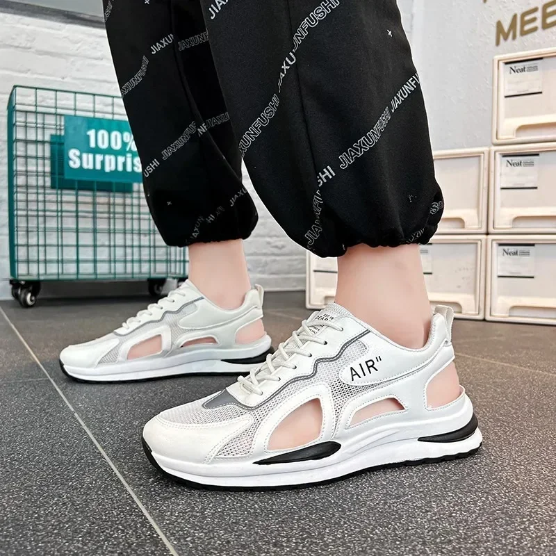 Hollow Men Sandals Mesh Breathable Shoes 2024 New Beach Men's Slippers Comfortable Non-slip Trendy Casual Men's Sneakers Sandals