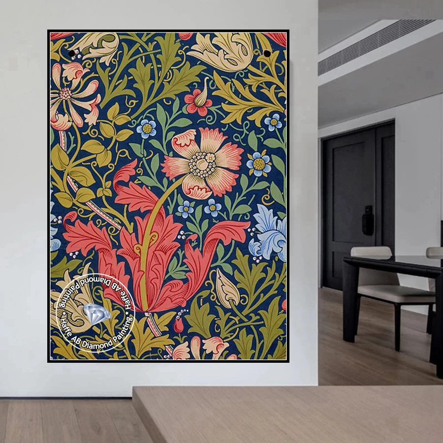 William Morris Museum 5D DIY AB Diamond Painting Embroidery Vintage Leaf Flower Cross Stitch Mosaic Rhinestones Hobby Home Decor