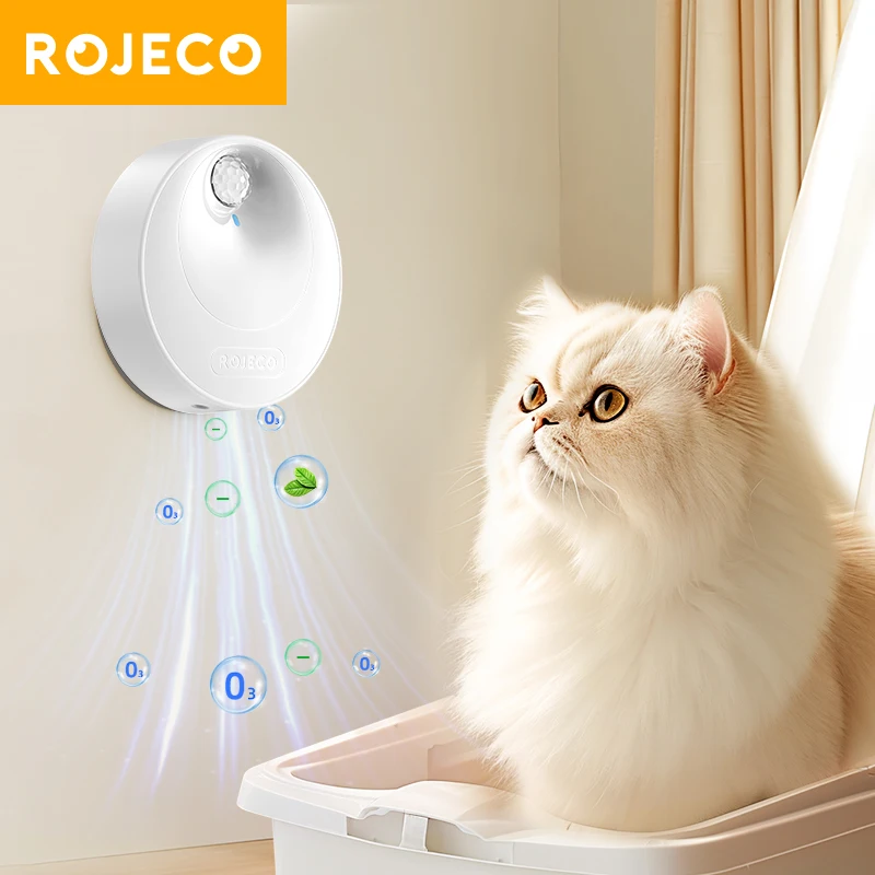 ROJECO 4000mAh Smart Cat Odor Purifier Cat Toilet deodorante per lettiera per gatti forniture automatiche per deodoranti per wc per animali domestici