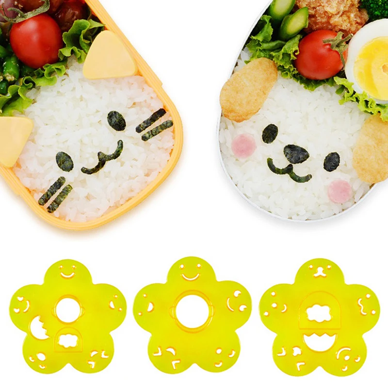 

2/3/4Pcs Bento Decoration Rice Ball Molds Seaweed Cutter Cartoon Kitchen Gadgets Embossing Device DIY Making Sushi Maker Moulds