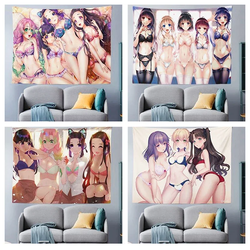 Anime Sexy Girl Tapestry Japan Anime Wall Hanging Kawaii Lovely Wall   Boys Girls Dormitory Bedroom Home For Home Decor Coupons