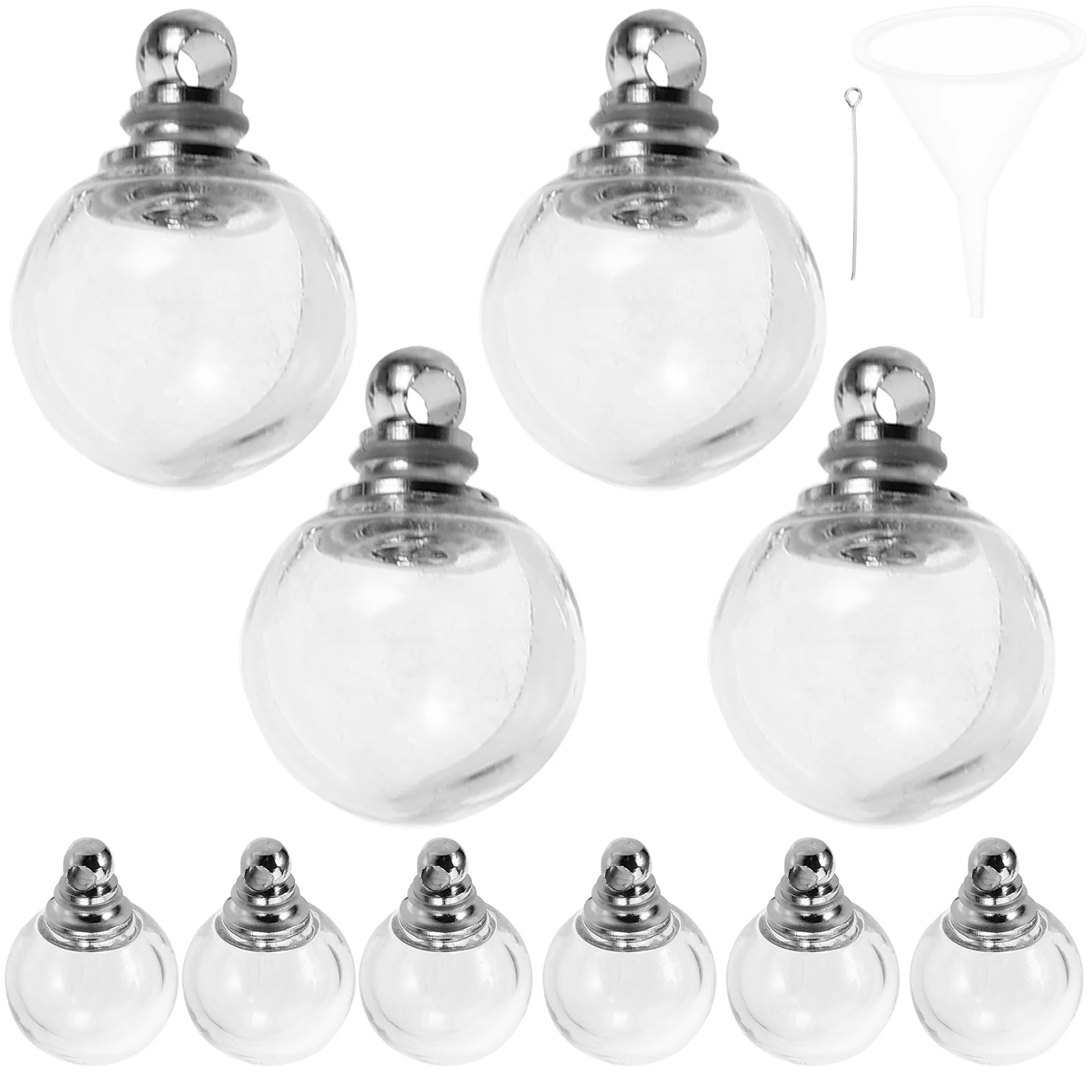 10 Pcs Bracelet Charm Wish Bottle Glass Ball Charms Crafts Silk Hat Pendant Mini Clear Balls