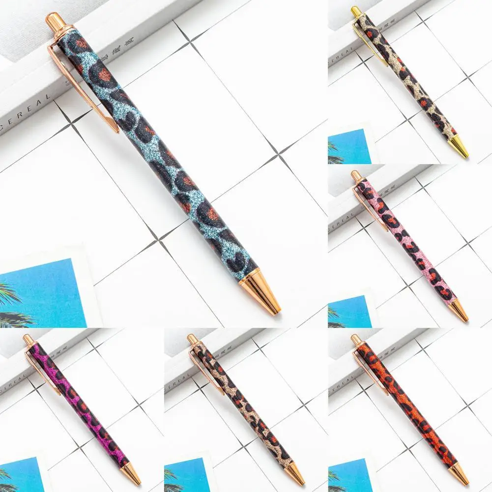 1.0mm Ballpoint Pen Fluent Write Leopard Print Metal Student Exam Stationery Pen for Office