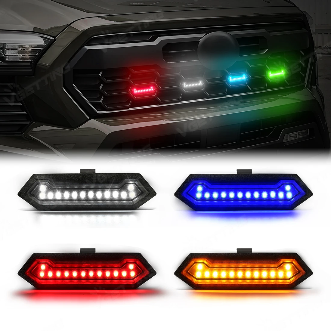 

RGBW APP Control Car Front Grille Lights For Toyota Tacoma 2024 2025 TRD Sport Front Grille LED Warning Daytime Running Light