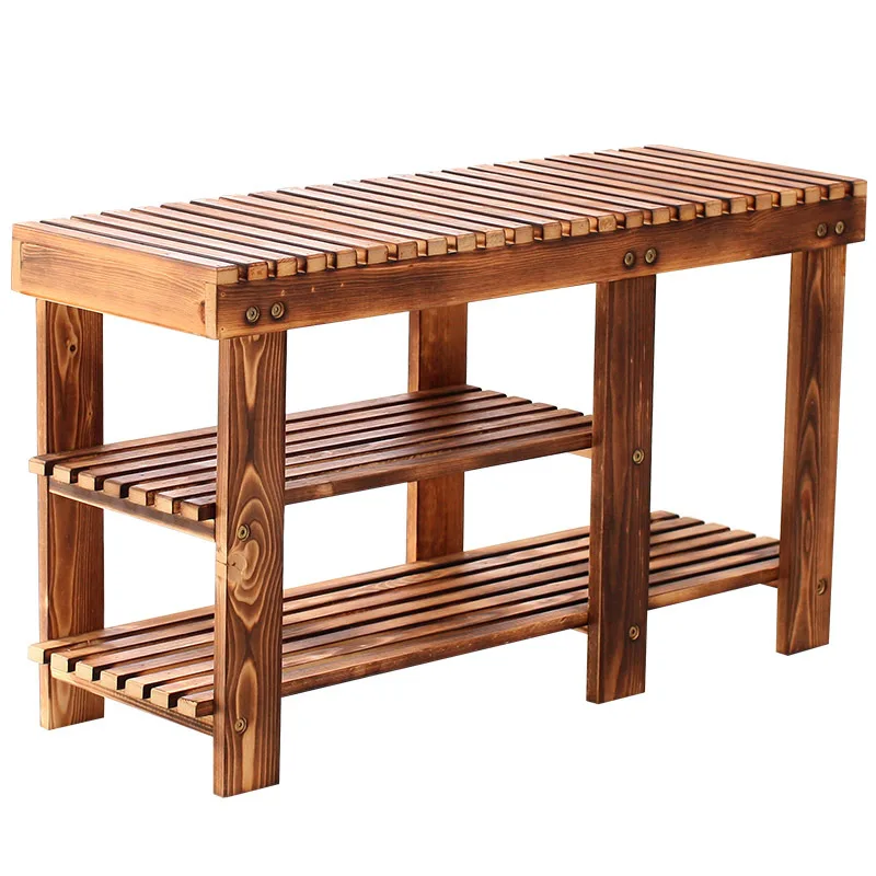 

Solid wood shoe changing simple modern wood American country storage stool household