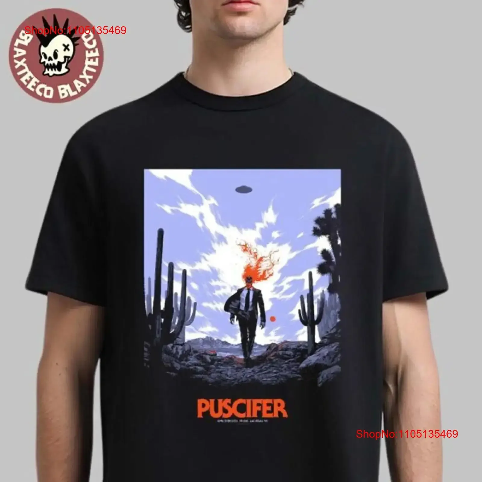 Puscifer Sessanta 2 0 Gig In Las Vegas Nevada At PH Live The Man Flame T Shirt vintage Washed Stylish homme Comfortable graphic