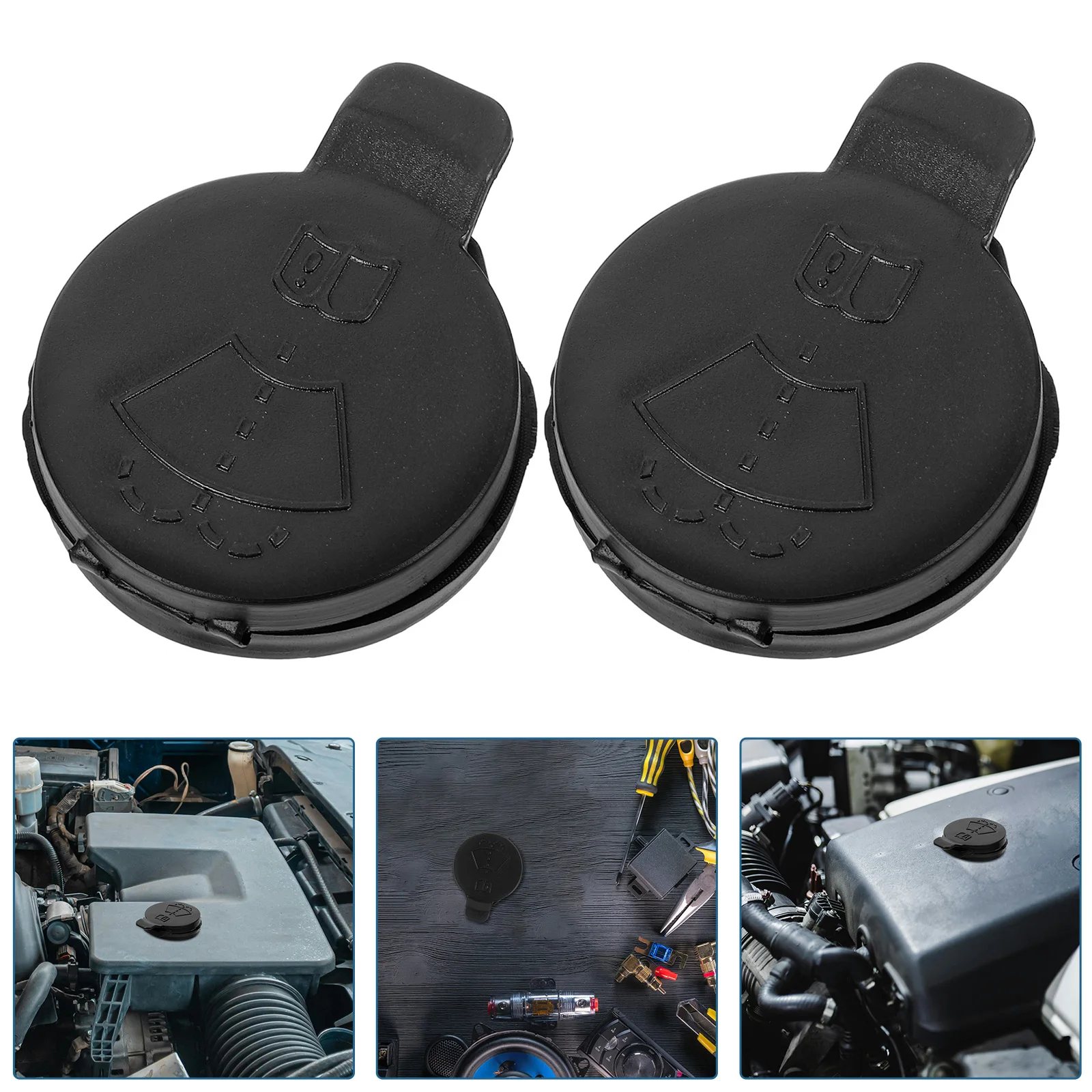 

2Pcs Windshield Washer Fluid Cap Reservoir Wiper Container Replacement Lids Car Black BK 0138 Durable Fits Easy Store Electrical