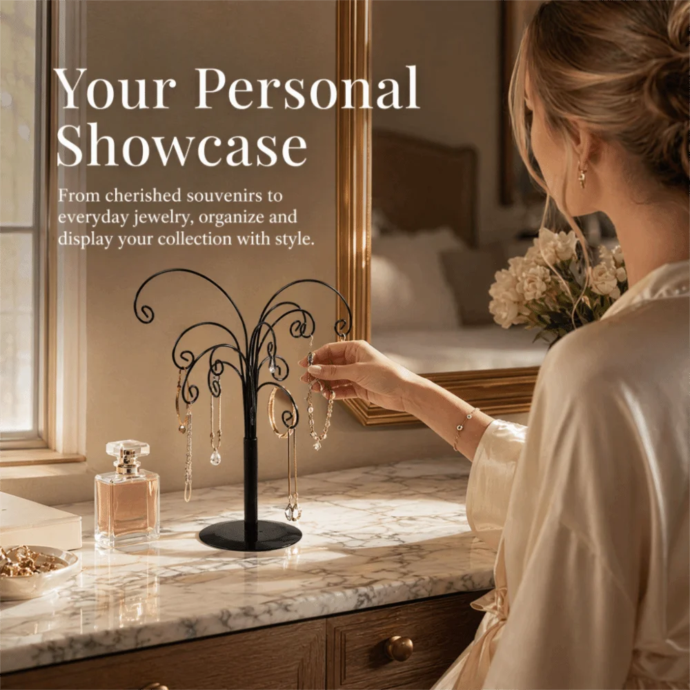 Removable Tree Shape Ornament Display Stand Metal Black Ornament Holder Display Stand Ornament Hanger Stand Bracelet