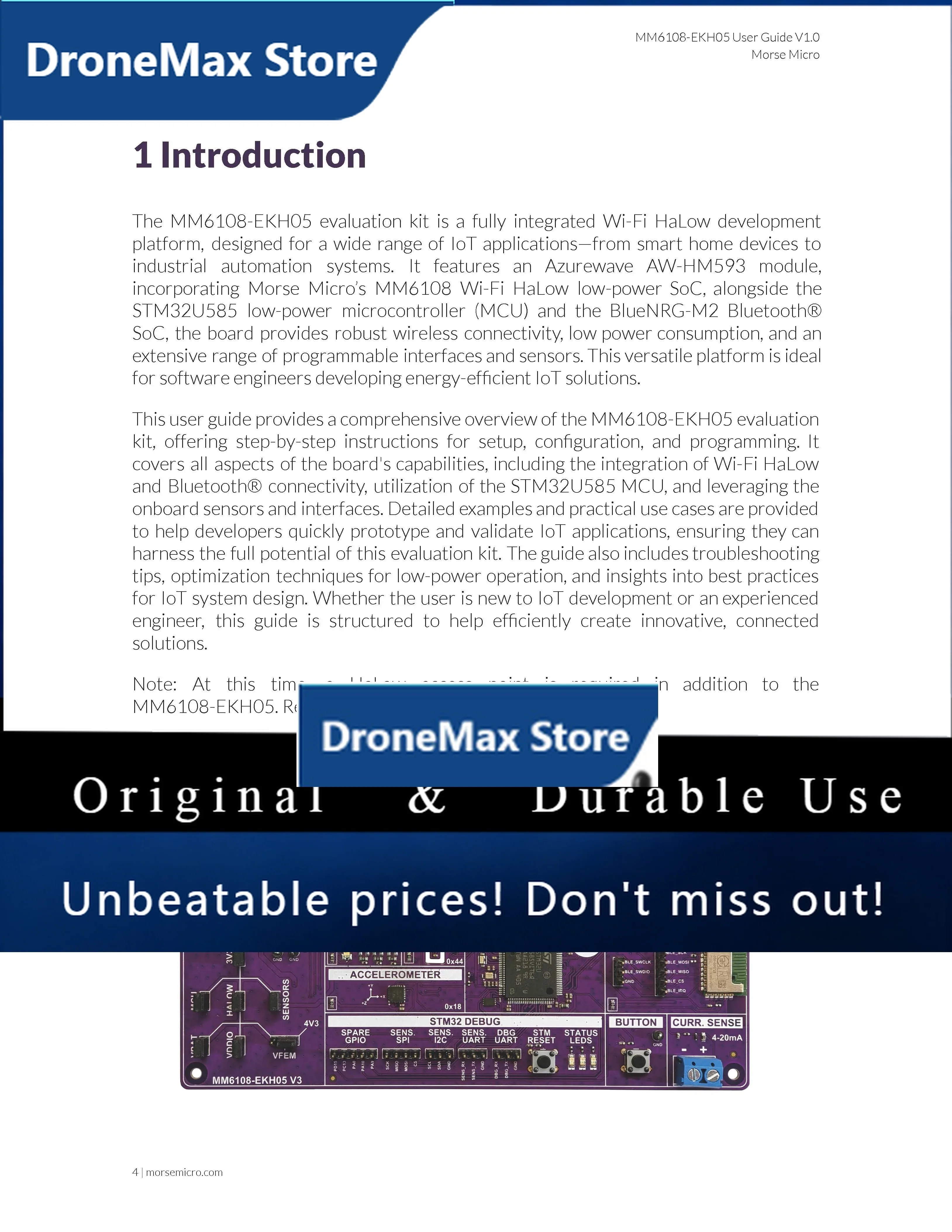 DroMaMorse Micro MM6108-EKH05-05US WiFi / 802.11 Development Tools Wi-Fi HaLow IoT Development Board