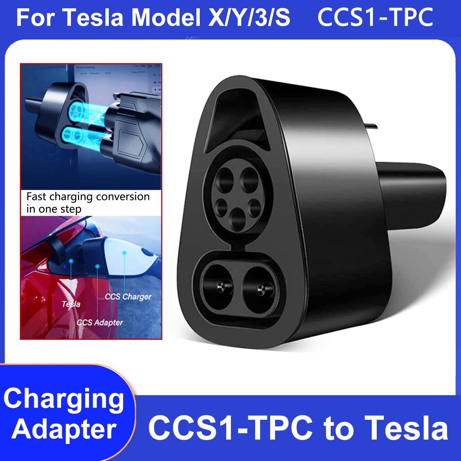 CCS1-테슬라 어댑터 250A DC, 테슬라 모델 3/X/Y용, CCS1-TPC 충전 포트 지원, CCS1 충전기 호환