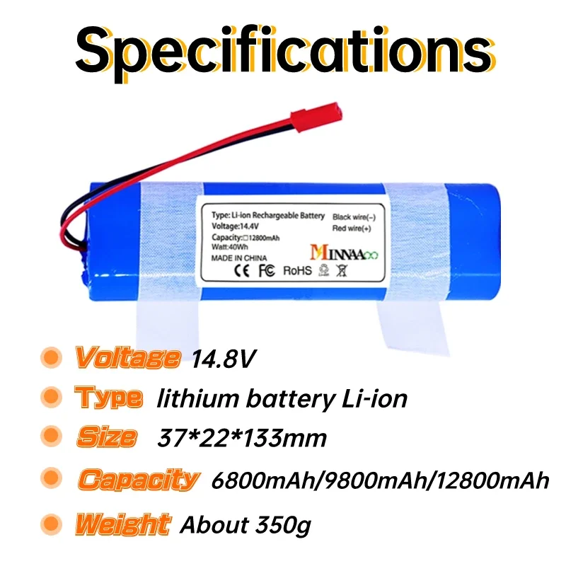 14.4V 6800mAh 9800mah Good Quality Battery For ilife V50 V55 V8s V3sPro V5sPro V8s X750 Robot Vacuum Cleaner