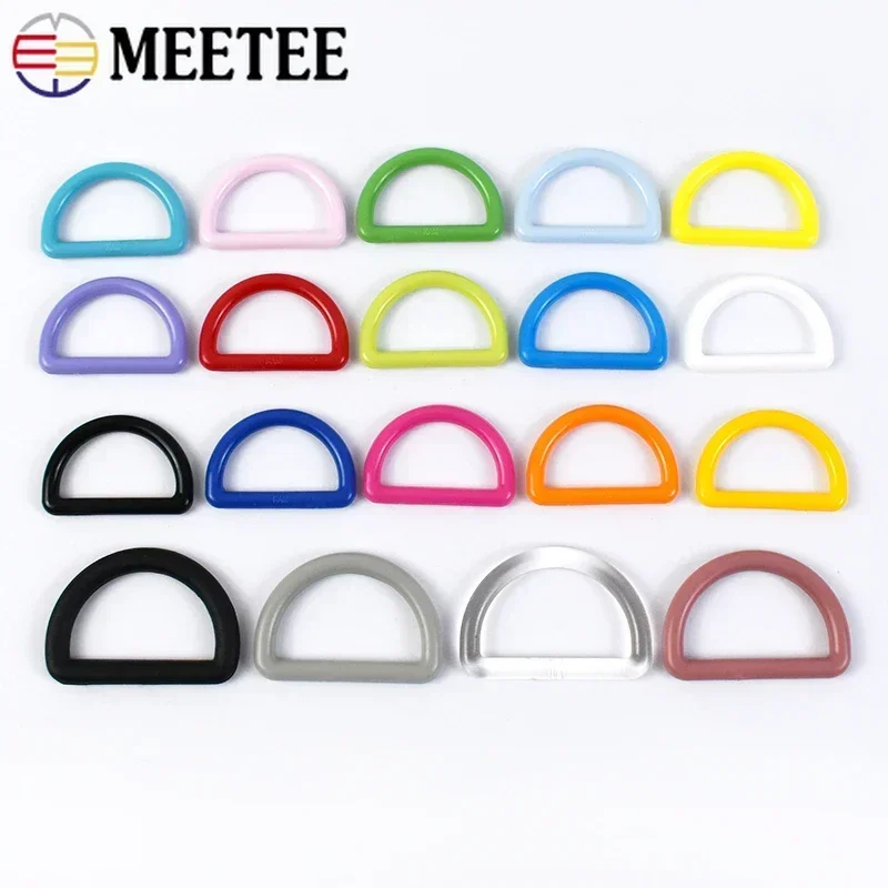 30/50Pcs Meetee 15-38mm Plastic Buckles for Women's Belt Bag D Ring Strap Connector Clasp Hook Keychain Rings Sewing Accessories