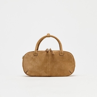 MINI DOUBLE HANDLE SUEDE BAG, Luxury Design New in Handbags, Women's Casual Baguette Bag with Removable Crossbody Strap