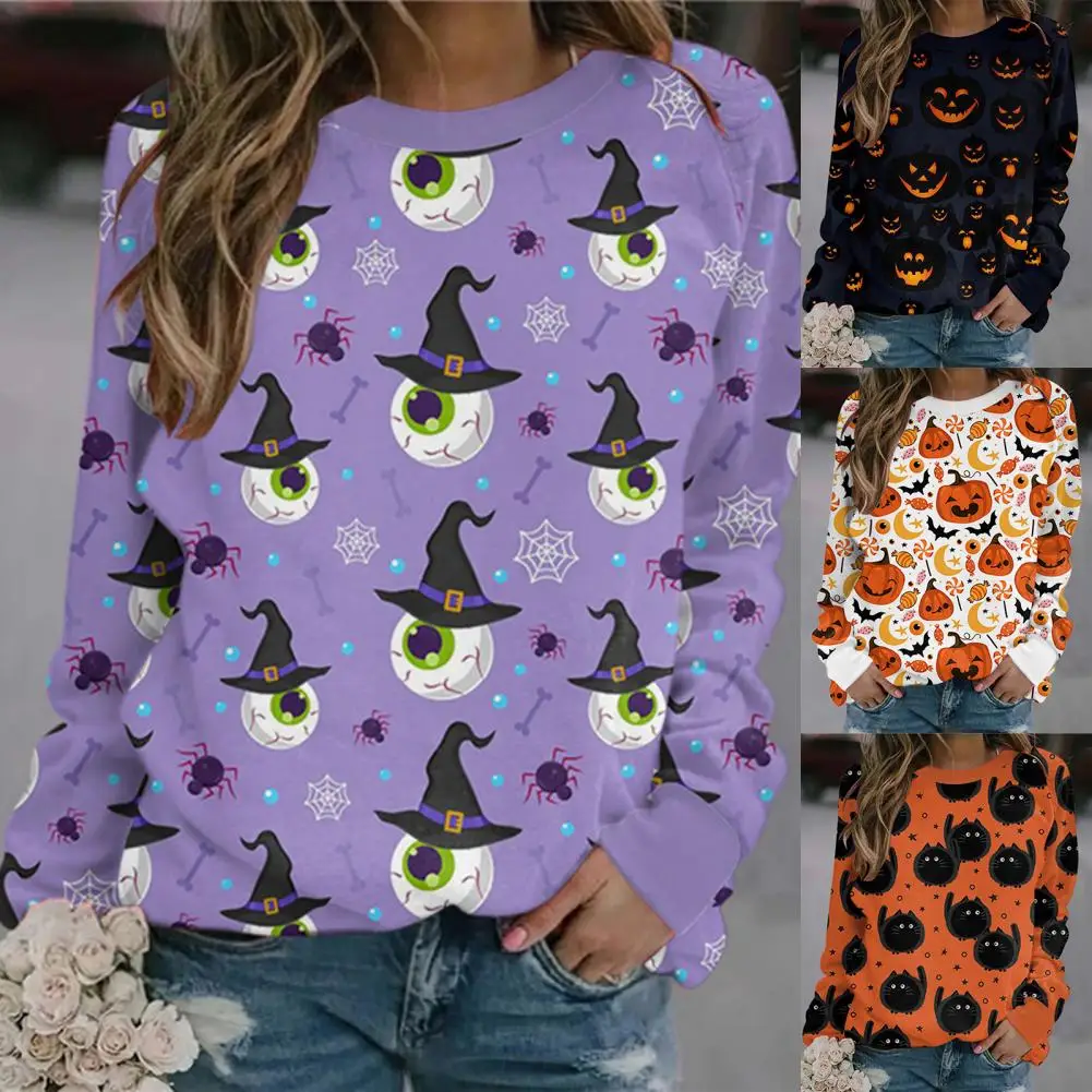 Colorful Candy Elastic Cuff Candy Pumpkin Lady Sweatshirt for Daily Wear