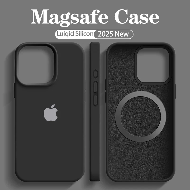 حافظة Magsafe من السيليكون السائل الأصلي لهاتف أبل آيفون 17 13 15 16 14 برو ماكس شحن لاسلكي 12 15 16 17 غطاء ناعم مغناطيسي