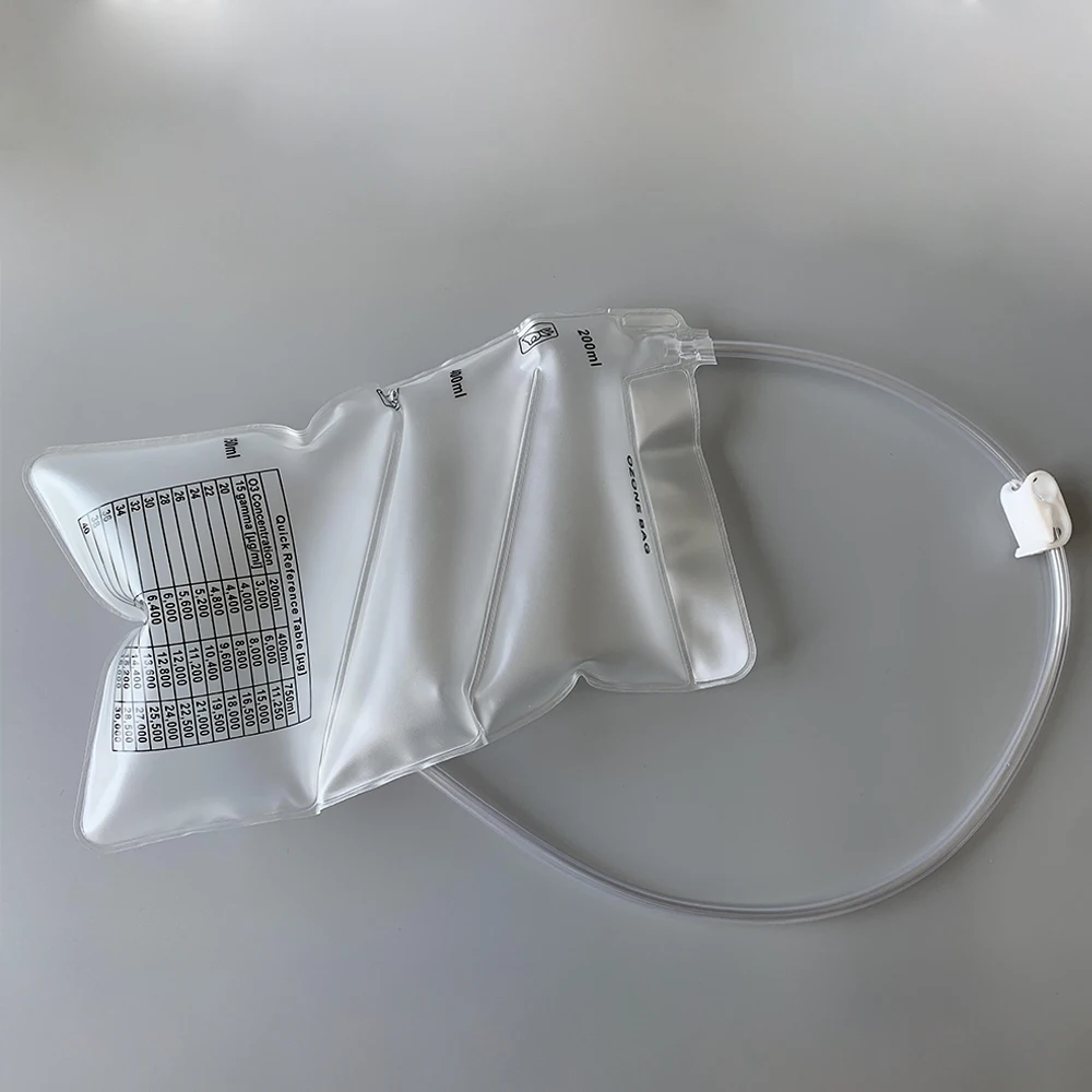 Durable 200ml 400ml 750ml Measuring 3 Chambers Bags with Luer Connector Resistant PP for Rectal Insufflation Therapy