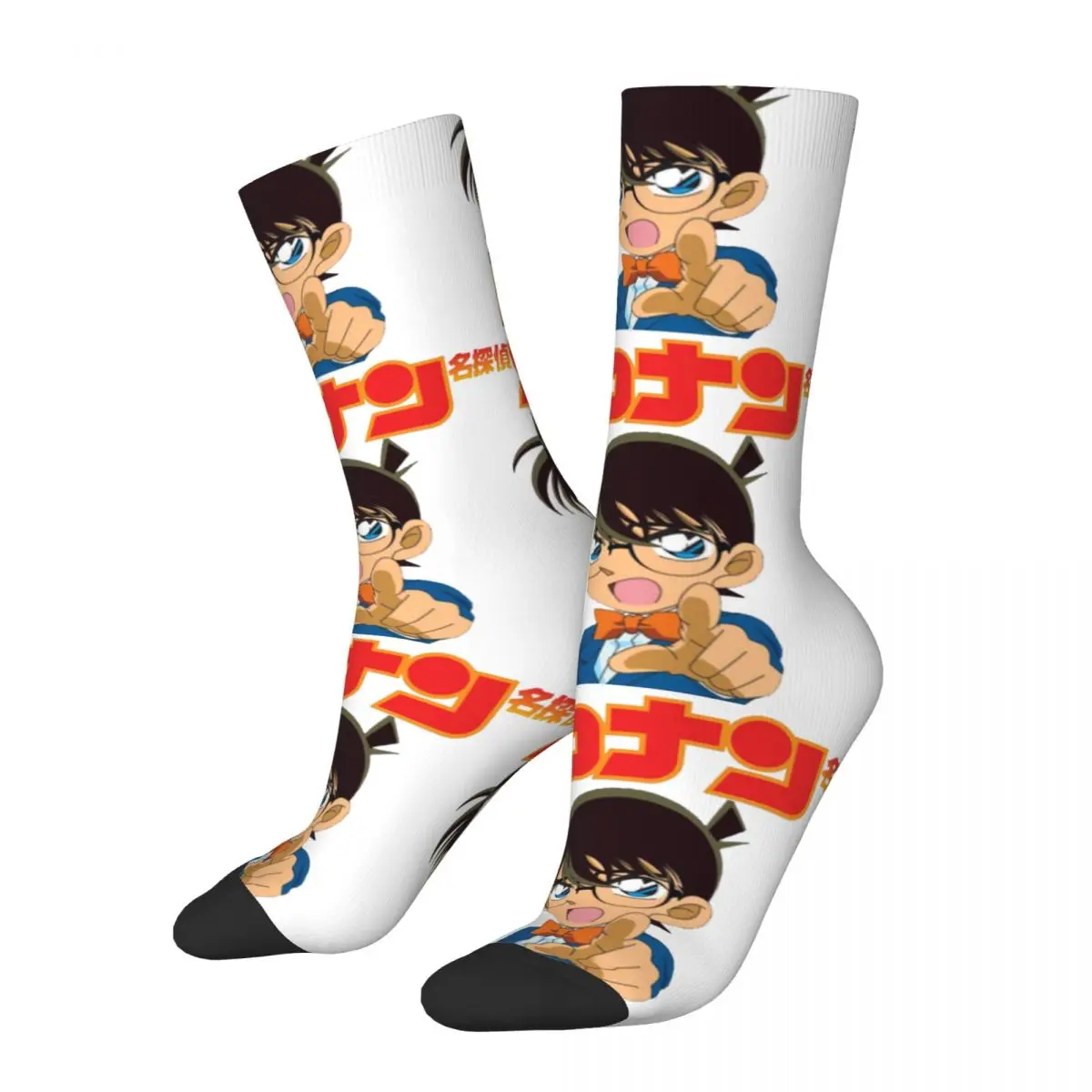 Funny Crazy Sock for Men See On You Hip Hop Harajuku Detective Conan Manga TV Happy Seamless Pattern Printed Boys Crew Sock