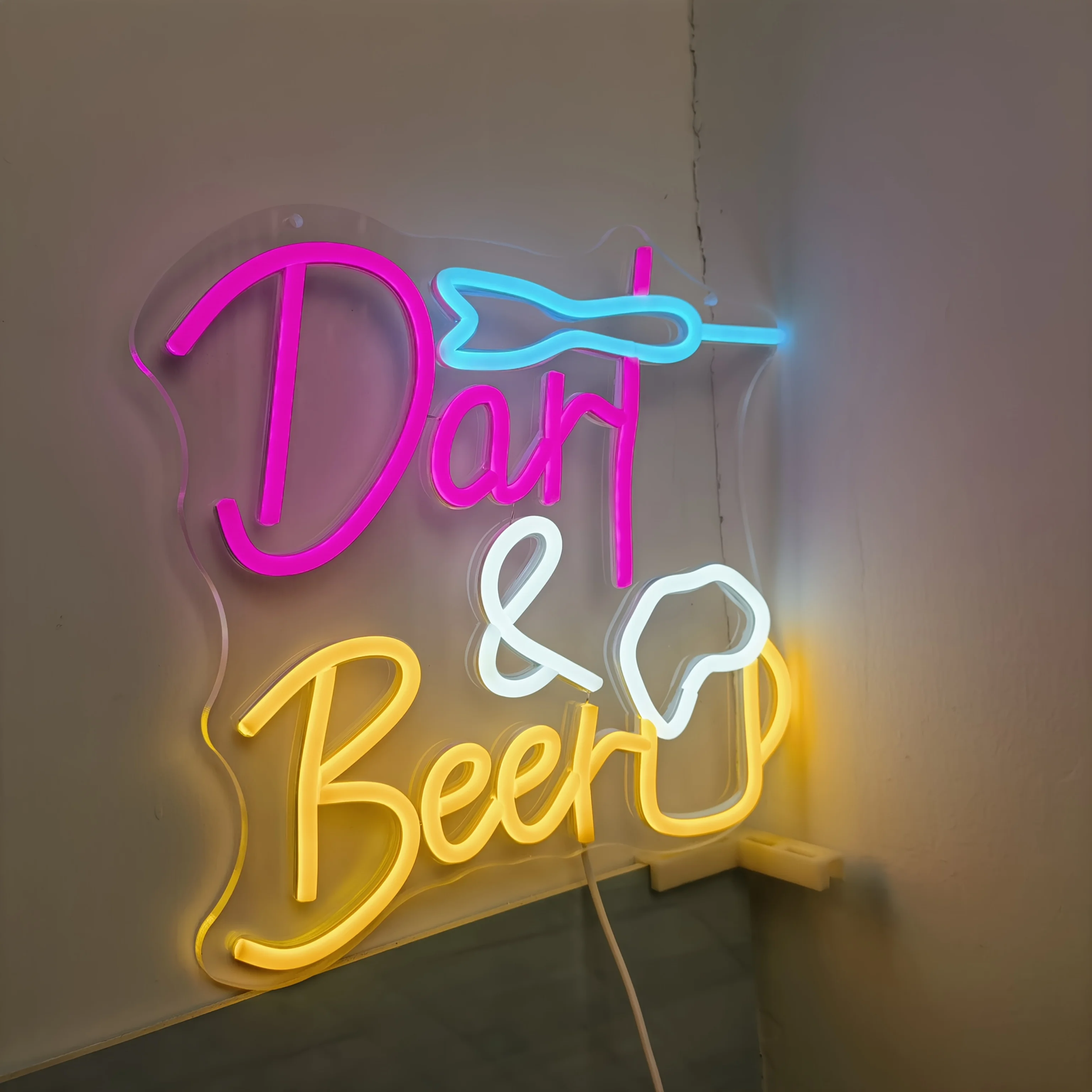 Dart Neon Sign Beer LED Neon Signs Dart Beer Neon Light for Man Cave Home Wall Decor USB LED Signs for Beer Bars Clubs Game Room