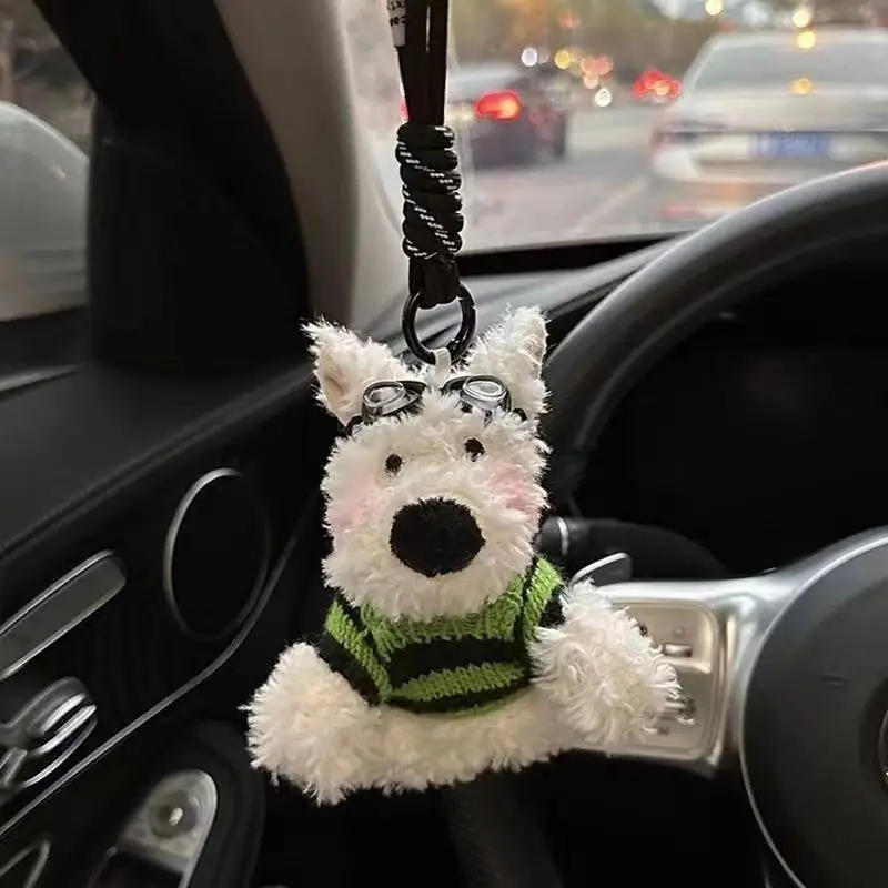 West Highland Dog. Dog Doll Keychain Plush Toy Puppy Cartoon Doll Cute, versatile for bags, backpacks, and pendants