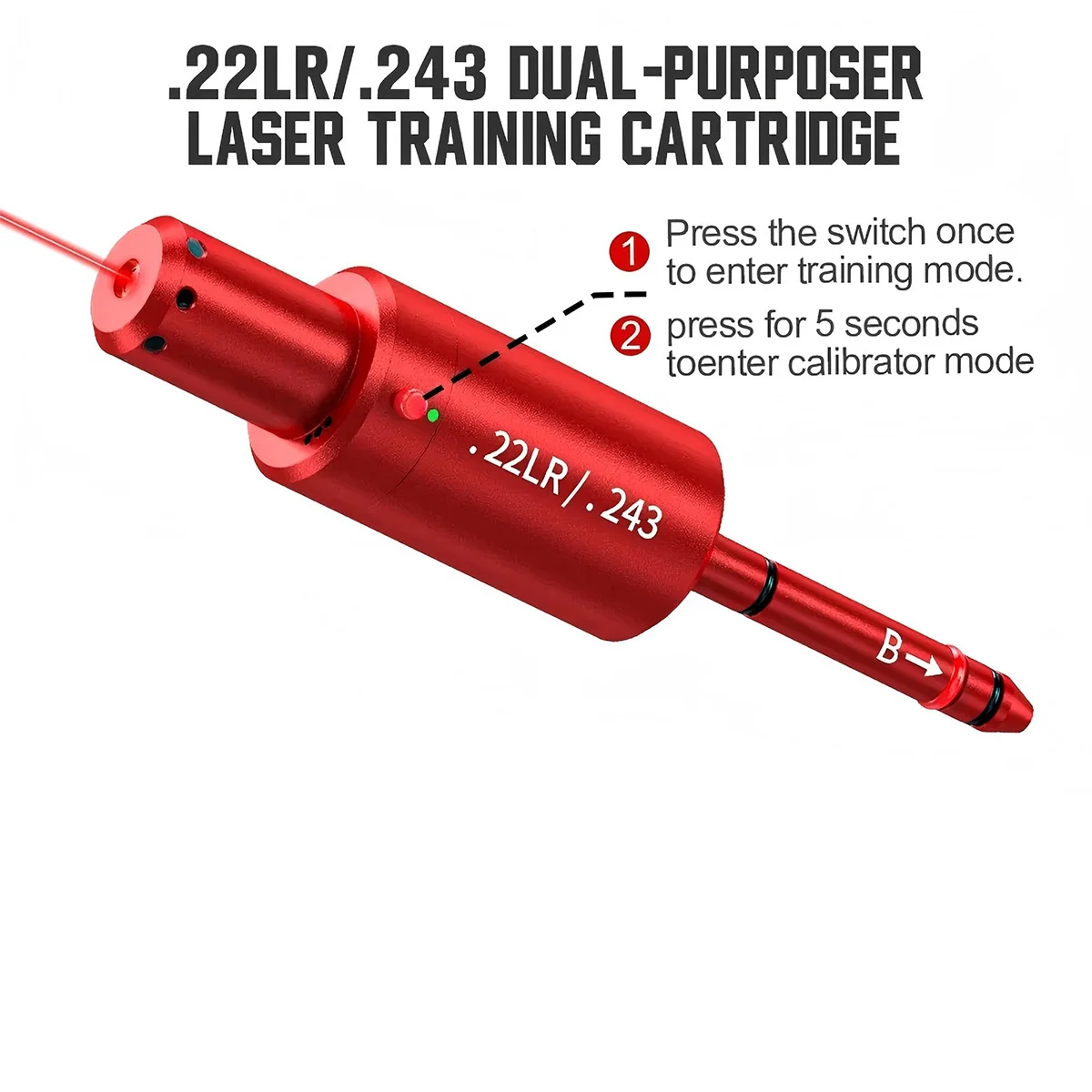 .22LR .243 .17 .177 9MM/38SPL 12GA Dual-purpose Magnetic Laser Trainer Red Dot Laser Trainer Dry Fire Laser Training Cartridge