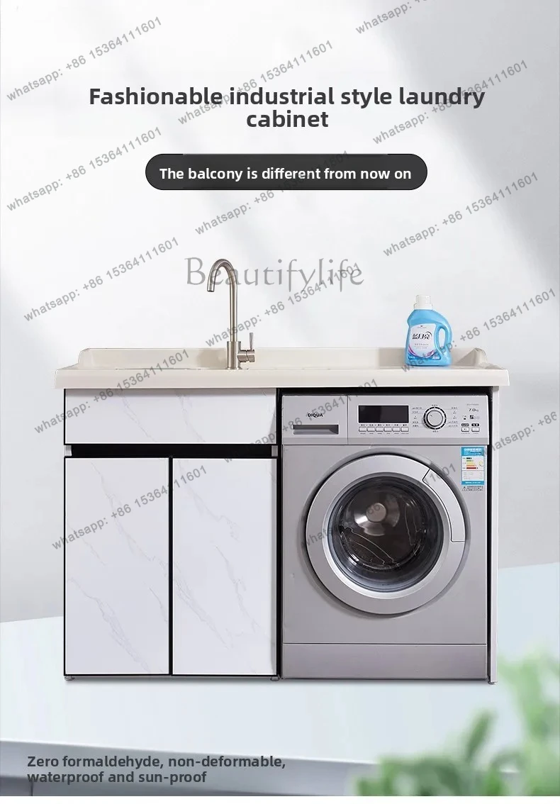 washing machine integrated cabinet balcony laundry cabinet significant other cabinet basin laundry table combination