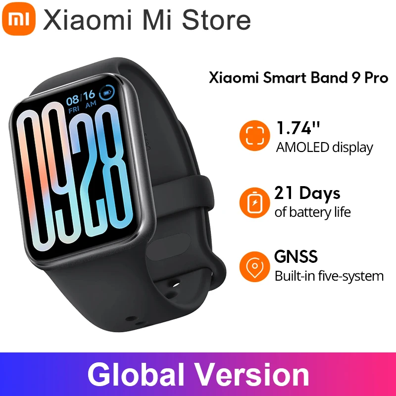 Global Version Xiaomi Smart Band 9 Pro 1.74'' Display 21-day Battery Life 150+ Sports Modes Sleep Monitoring 5ATM Built-in GNSS