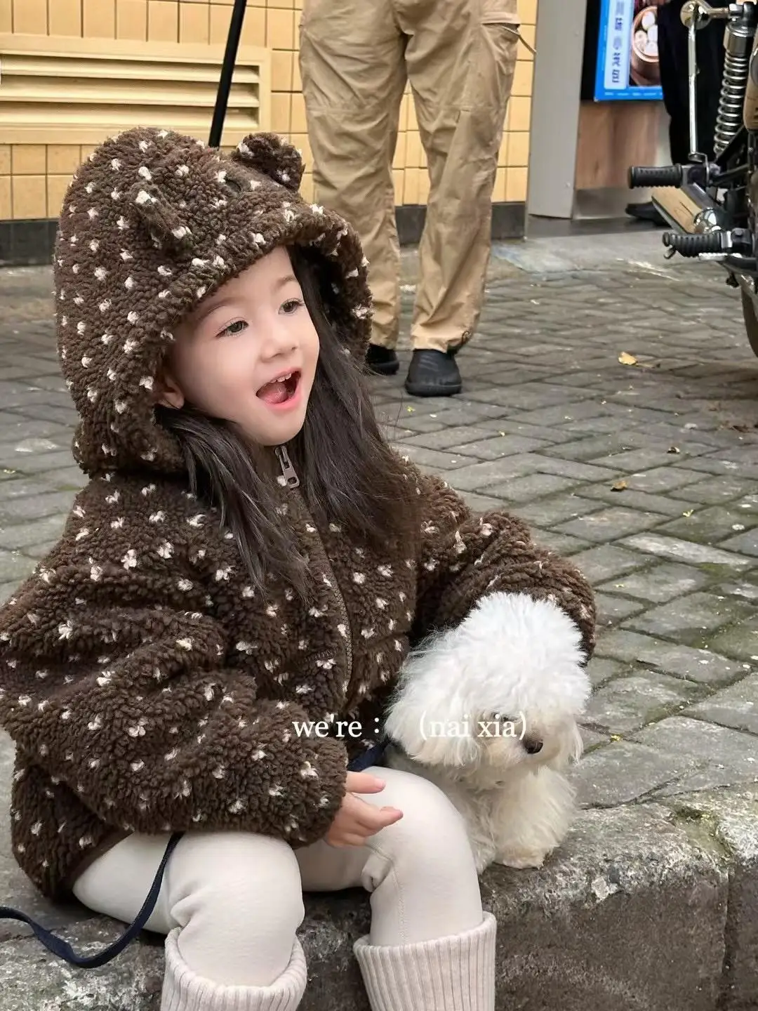 Fashion Girls Lamb Fleece Hooded Coat Winter Kids Quilted Padded Jacket Cute Baby Clothes