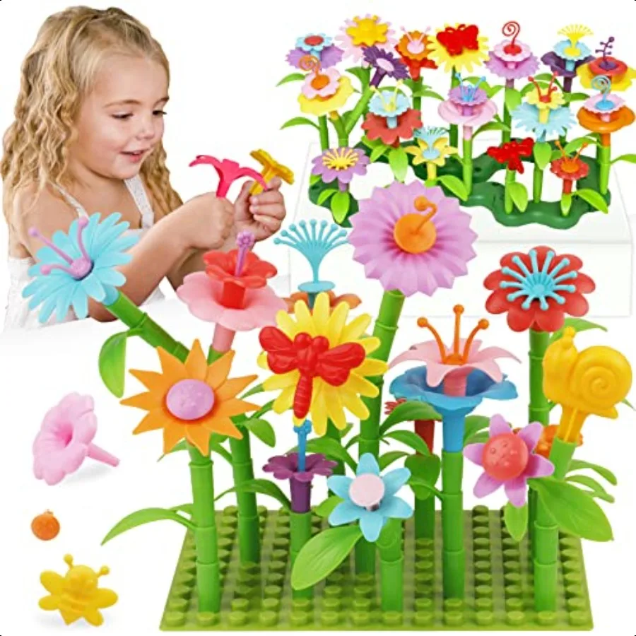 

36 Years Old Toddler Toys Flower Garden Building Toy with Insect Pegs Educational Activity Gifts for Girls PreschoolKindergarte