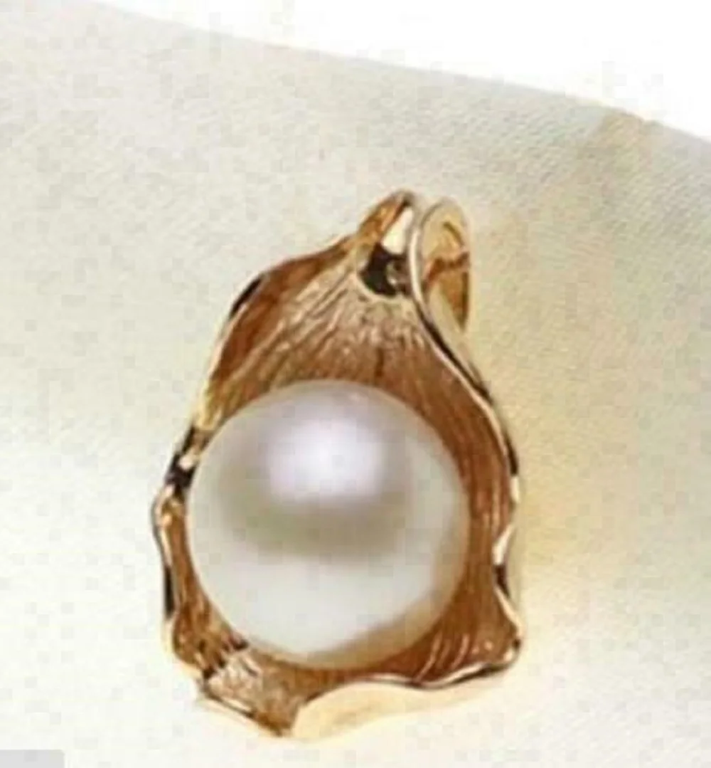 18K Gilded Classic Bird's Nest AAAA 11-12mm  Gilded Fashion  South sea  white Pearl Pendant  18IN