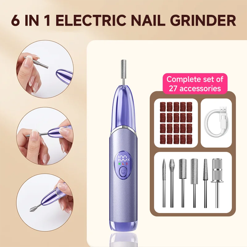 Lightweight Aluminum Alloy Electric Nail Drill Bit Set - Multi-Bit & Sanding Band Set, wireless Electric Manicure Kit