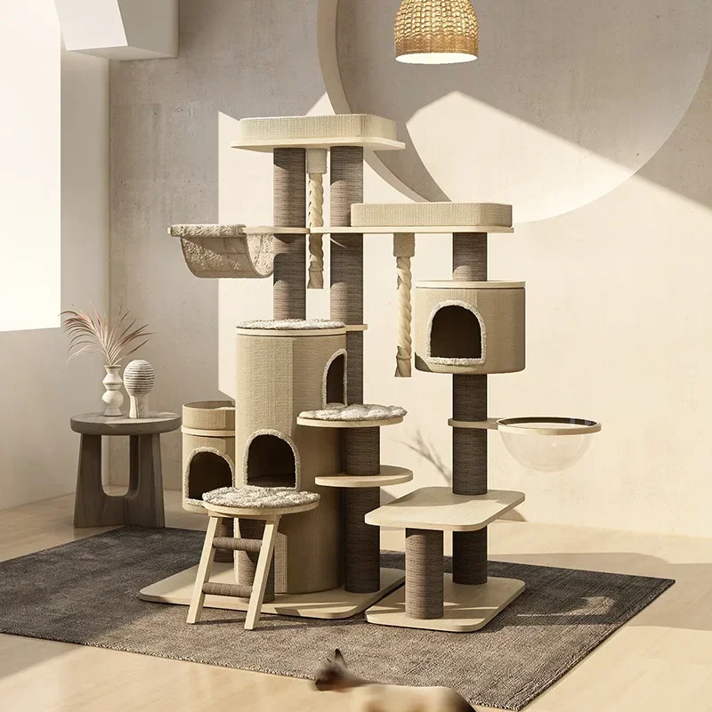 

Large Cat Climbing Frame Castle Series & Cat Litter Cat Tree Solid Wood