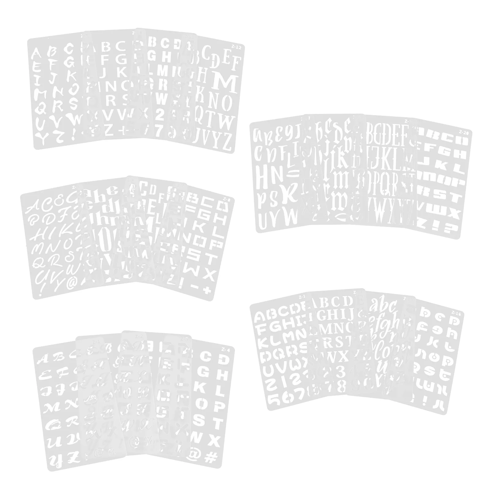 20 Sheets Handbook Doodle Template Number Stencils Ruler Letter The Pet Alphabet