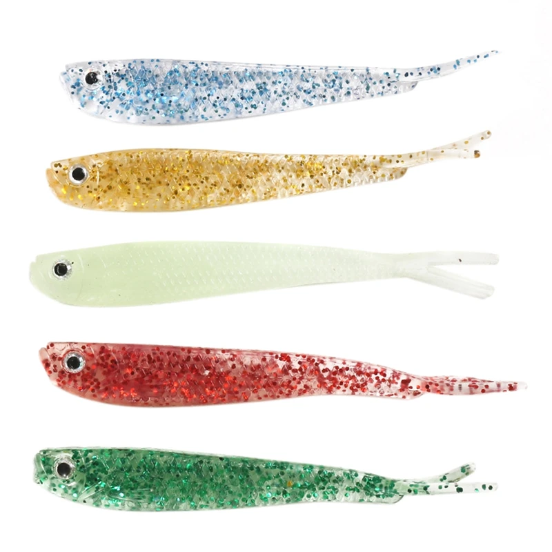 

55Pcs Soft Fishing Lures Baits Fishing Tackle Kit Bait Soft Plastic Swimbait Accessories