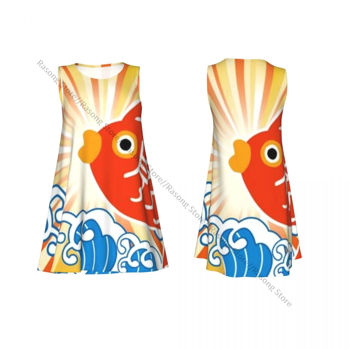 Vestido de ropa de mujer Vestido largo sin mangas con cuello redondo y Bream de mar auspicioso