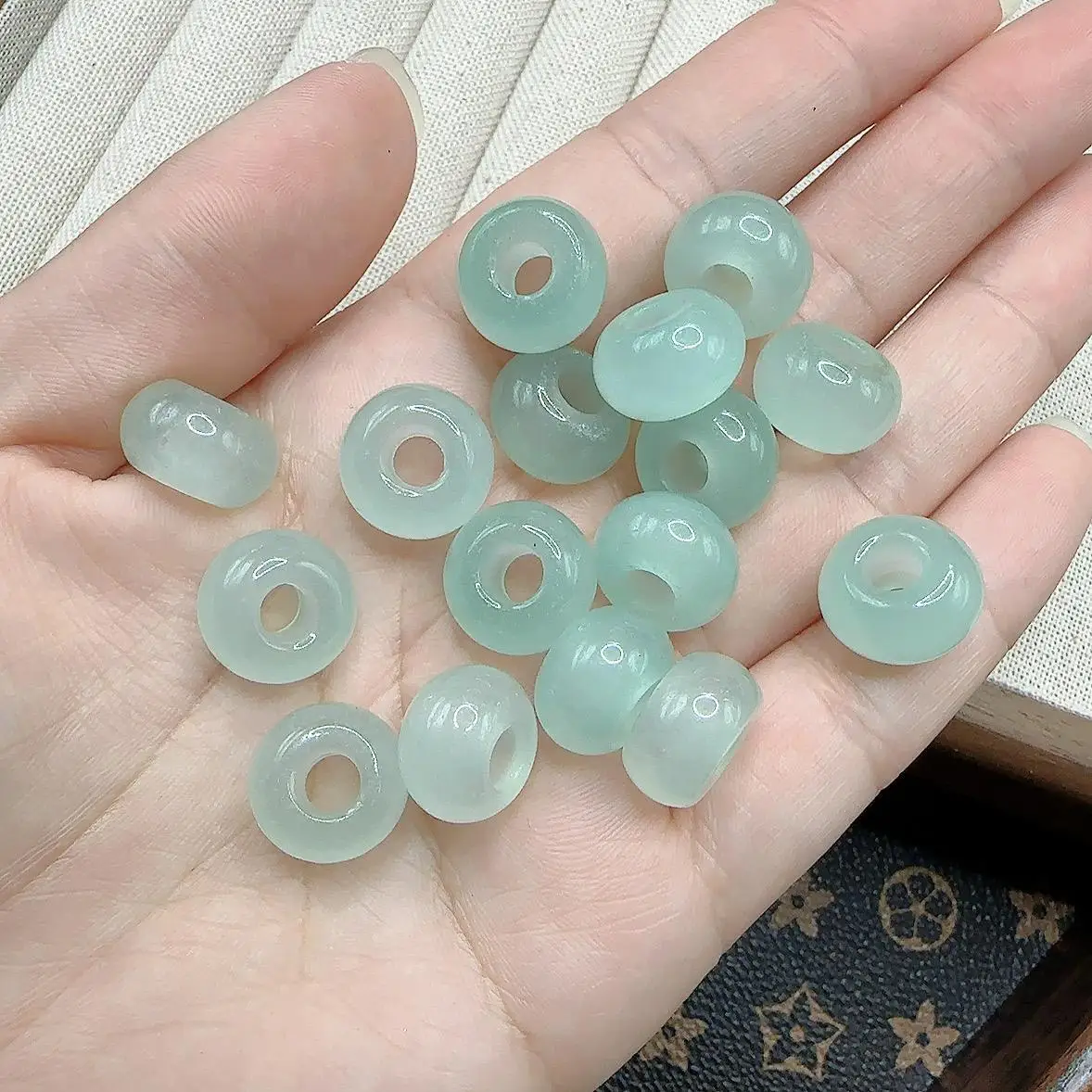 

Jade Agate White Ice Color Abacus Beads Pads Large Hole Separator Loose Beads DIY Bracelet Nelace Accories Materials