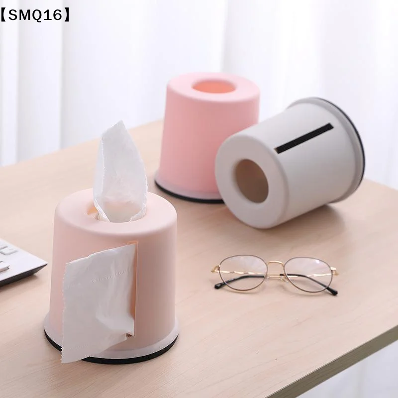 Round Plastic Tissue Box Office Creative Multifunctional Household Tissue Cover Multifunctional Paper Storage Box【SMQ】