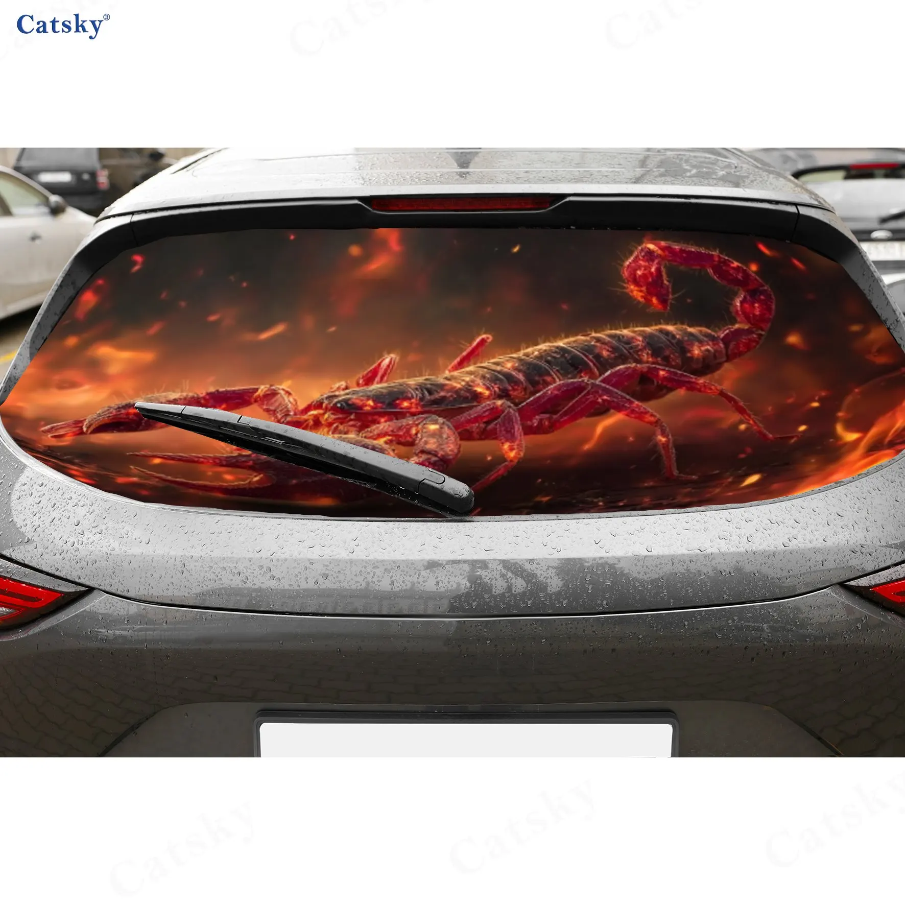 Molten Hellscorpion PVC material self-adhesive waterproof car rear window sticker, easy to paste without falling off, waterproof