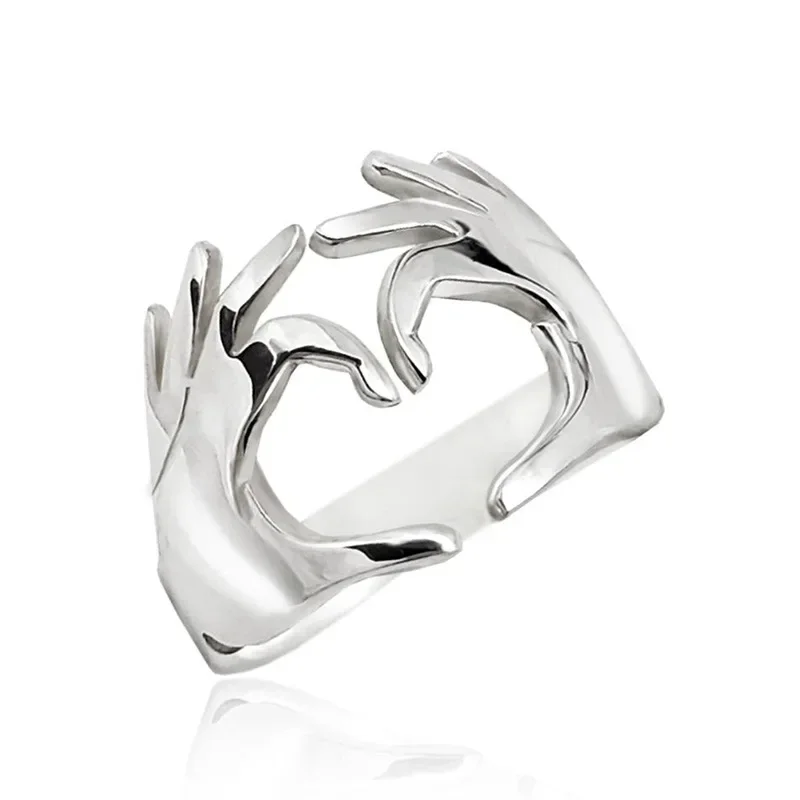 2026 New European and American Adjustable Heart Ring Couple Gift Boys  Popular Simple Finger  Accessories Wholesale