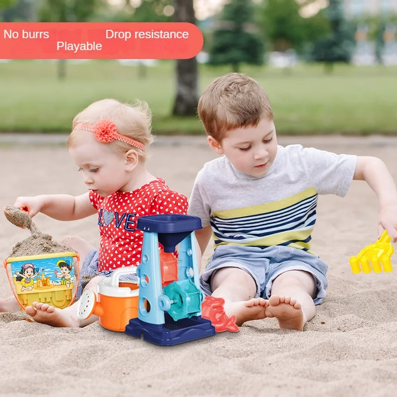 Children Beach Sand Play Tool Set Sand Bucket Sieve Funnel Sand Shovel Sand Wagon Watering Can Summer Outdoor Toys for Kids