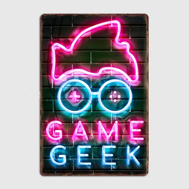 

Poster Retro Metal Posters Sign Garage Club Indoor Wall Room Decoration Home Decor Game Geek Neon Gaming