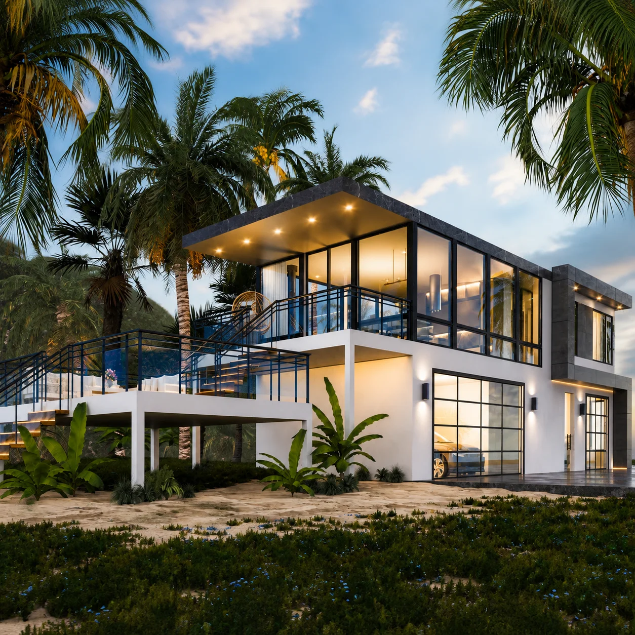 High Quality Galvanized Light Gauge Steel Modern Prefabricated Villa House Custom Design Construction Service