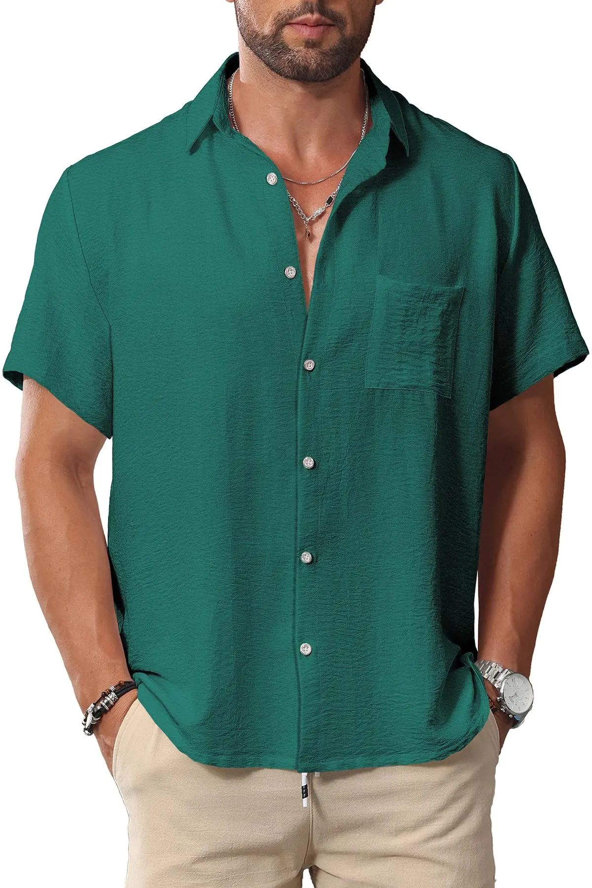 

KYKU Мужские рубашки на пуговицах с коротким рукавом Повседневная летняя пляжная одежда для отдыха