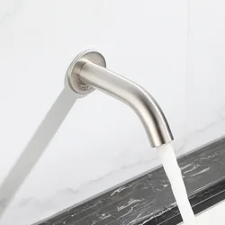 Bathroom Faucet Wall Mounted Sink Faucets Stainless Steel Cold Water Tap Touch Press Bathroom Basin Faucets Toilet Saving Tap