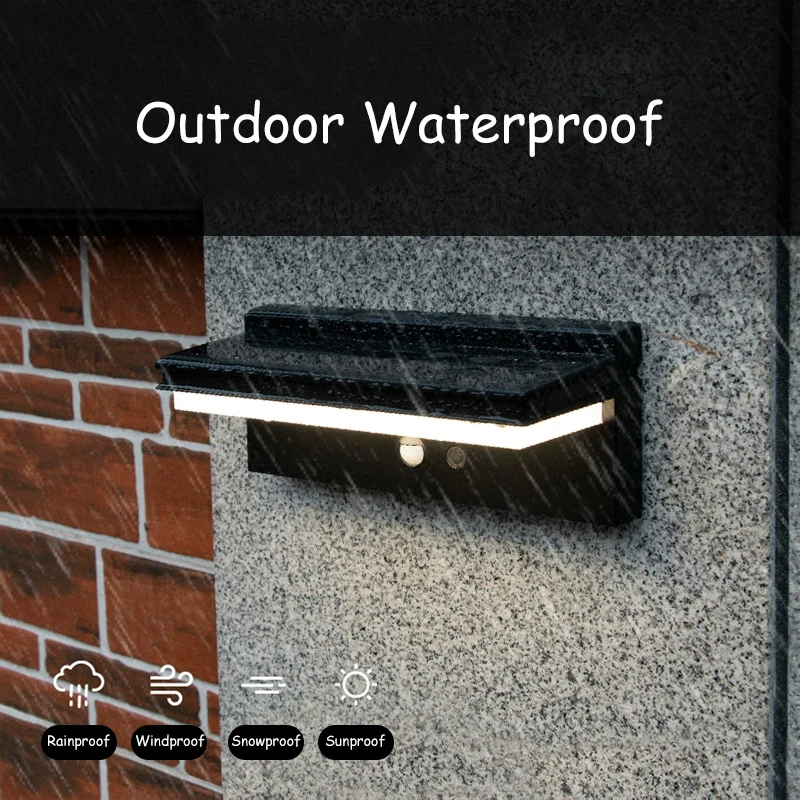 

Outdoor Solar Wall Lamp LED Waterproof Motion Sensor Solar Light Modern Indoor Home Solar Lights Balcony Garden Decor Lighting