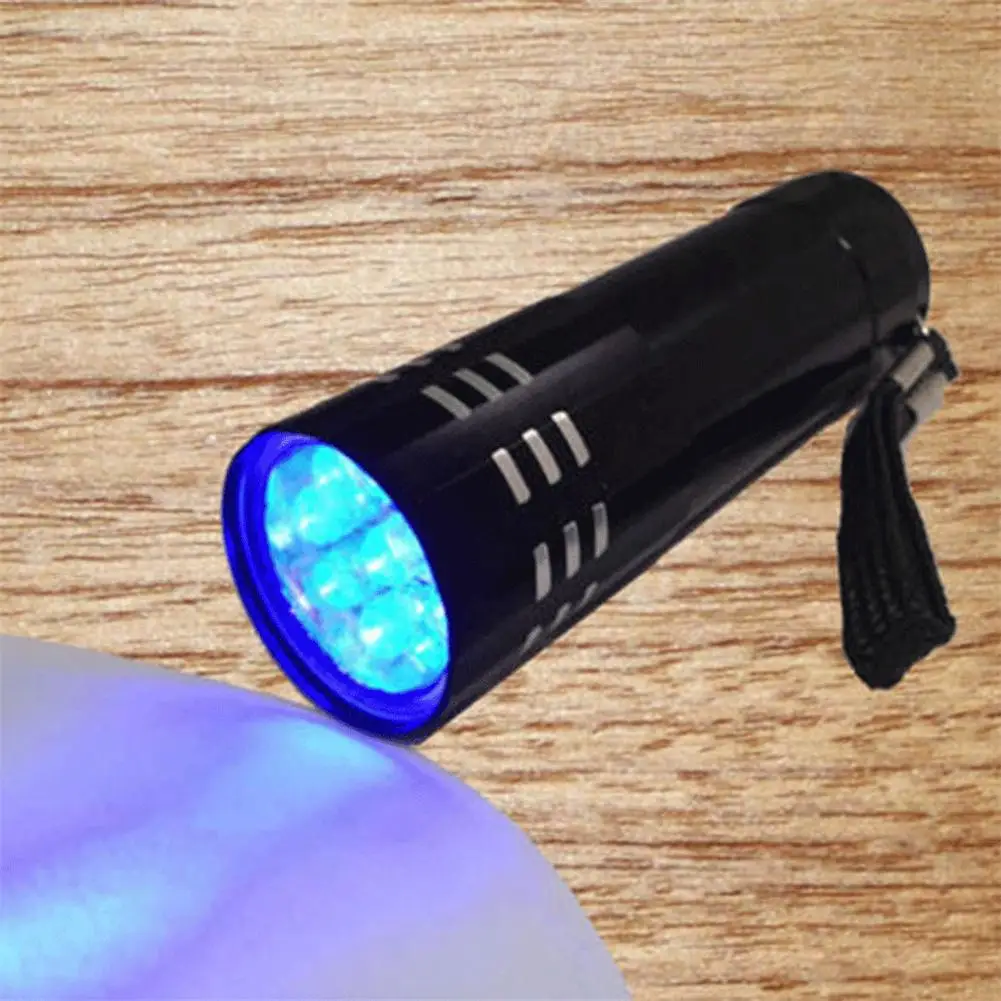 9 UV Led Ultraviolet  Flashlight Multi-functional Mini Fluorescent Torch Lightweight Portable Outdoor Waterproof Emergency Lamp
