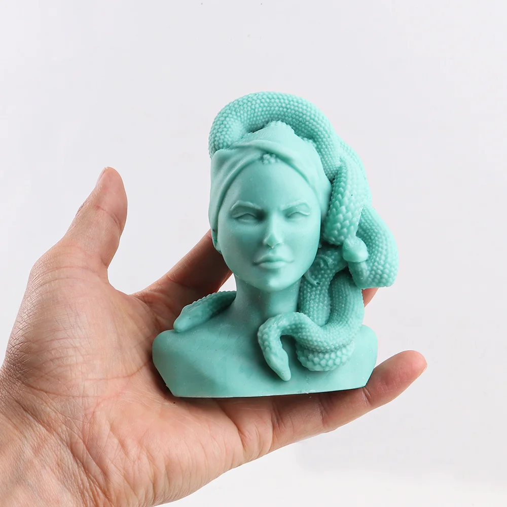 New Medusa Head Silicone Mold DIY Greek Sculpture Body Snake Hair Figure Wax Candle Molds Making Aromath Soap Mould Home Decor