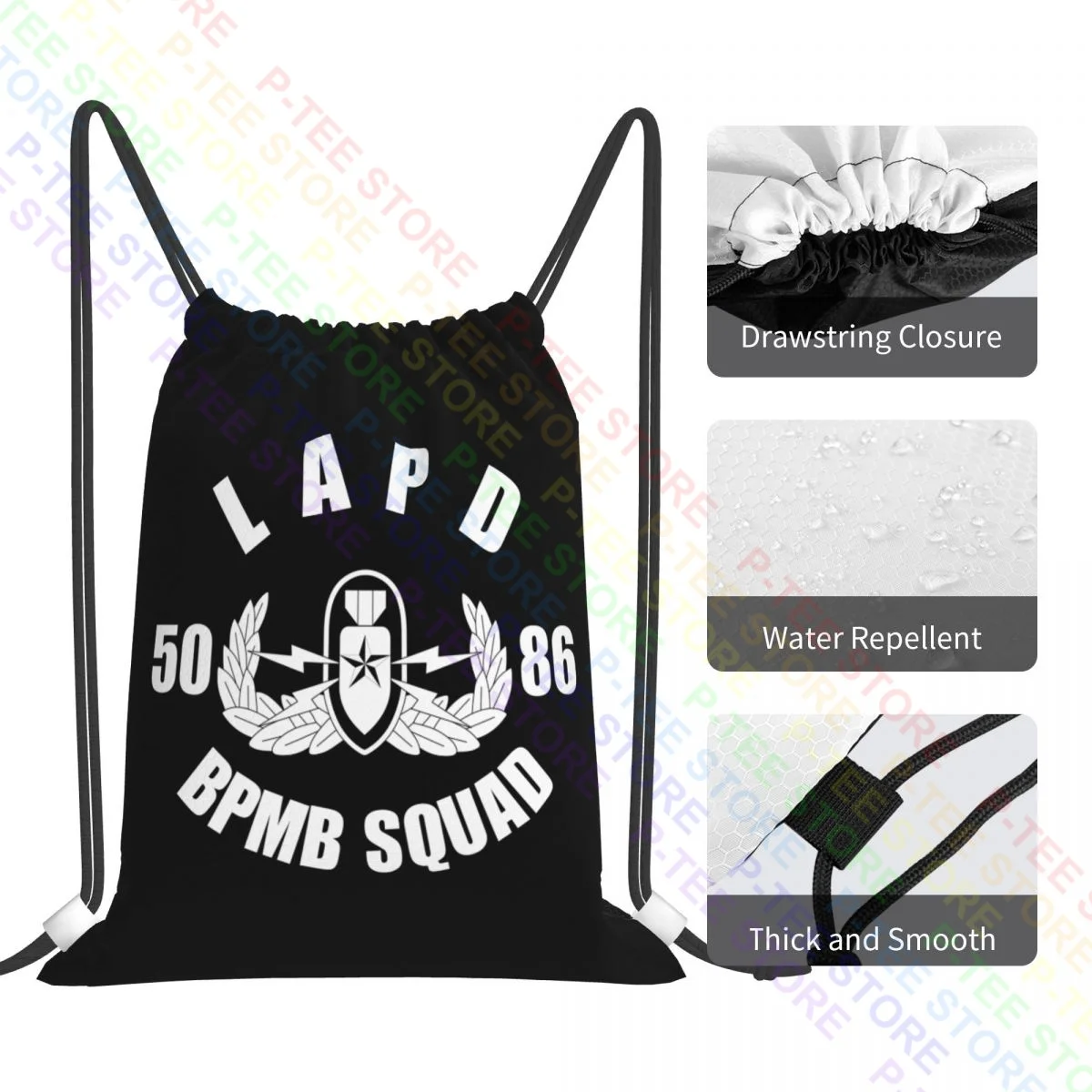 Polícia de los angeles departamento de polícia dos eua força especial resgate drawstring sacos saco de ginásio criativo novo estilo