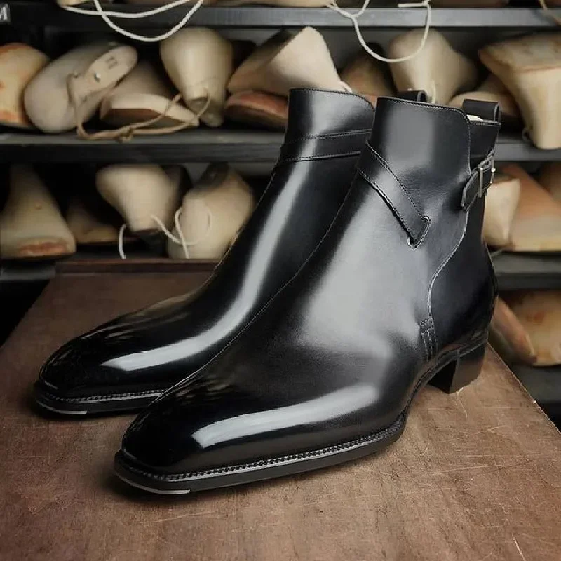 New Men Ankle Boots Brown Black Buckle Strap Classic Fashion Business Shoes for Men with  Zapatillas Hombre