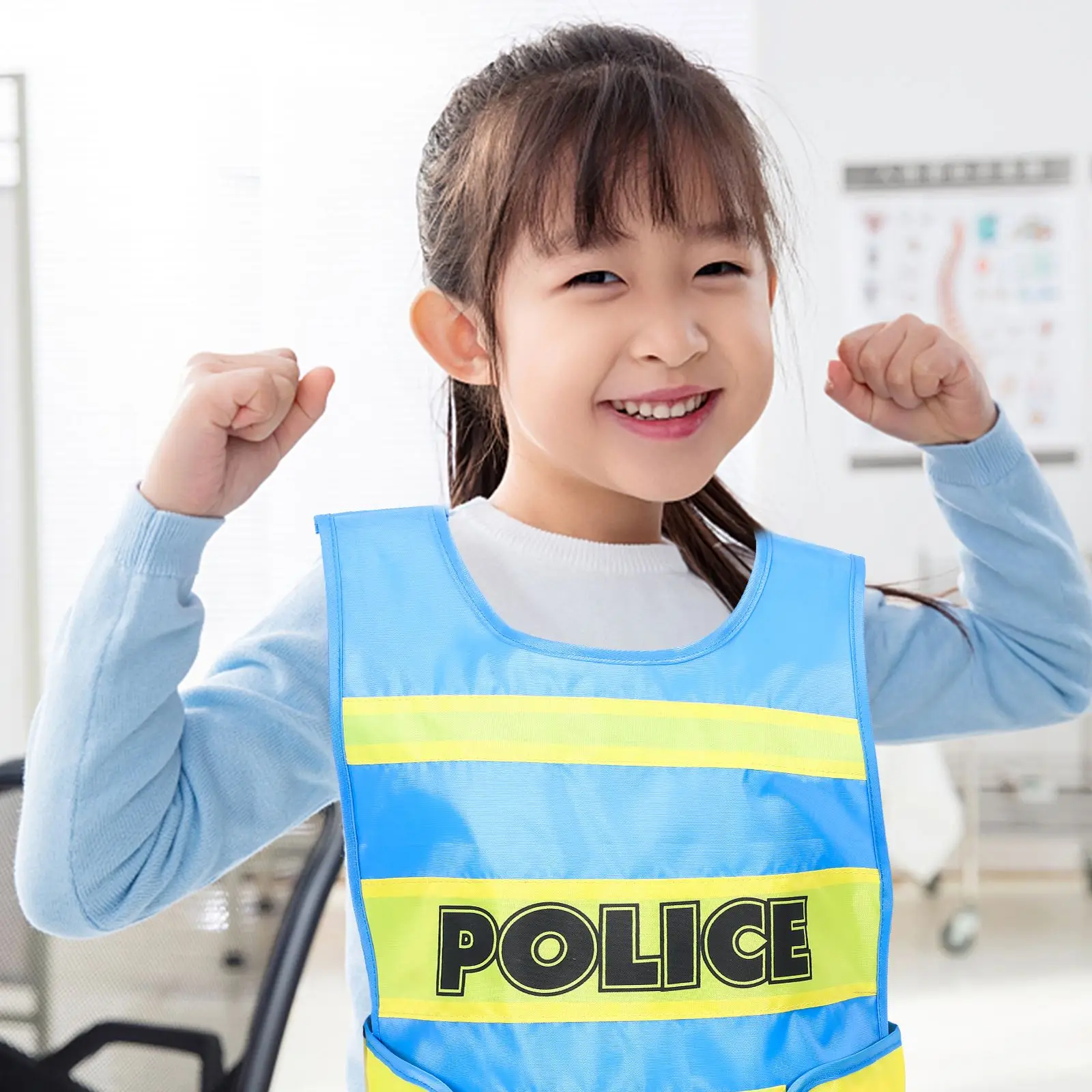 1 chaleco de policía para niños, disfraz de policía para niños pequeños, chaleco de policía de tela, disfraz de policía para niños, accesorio de