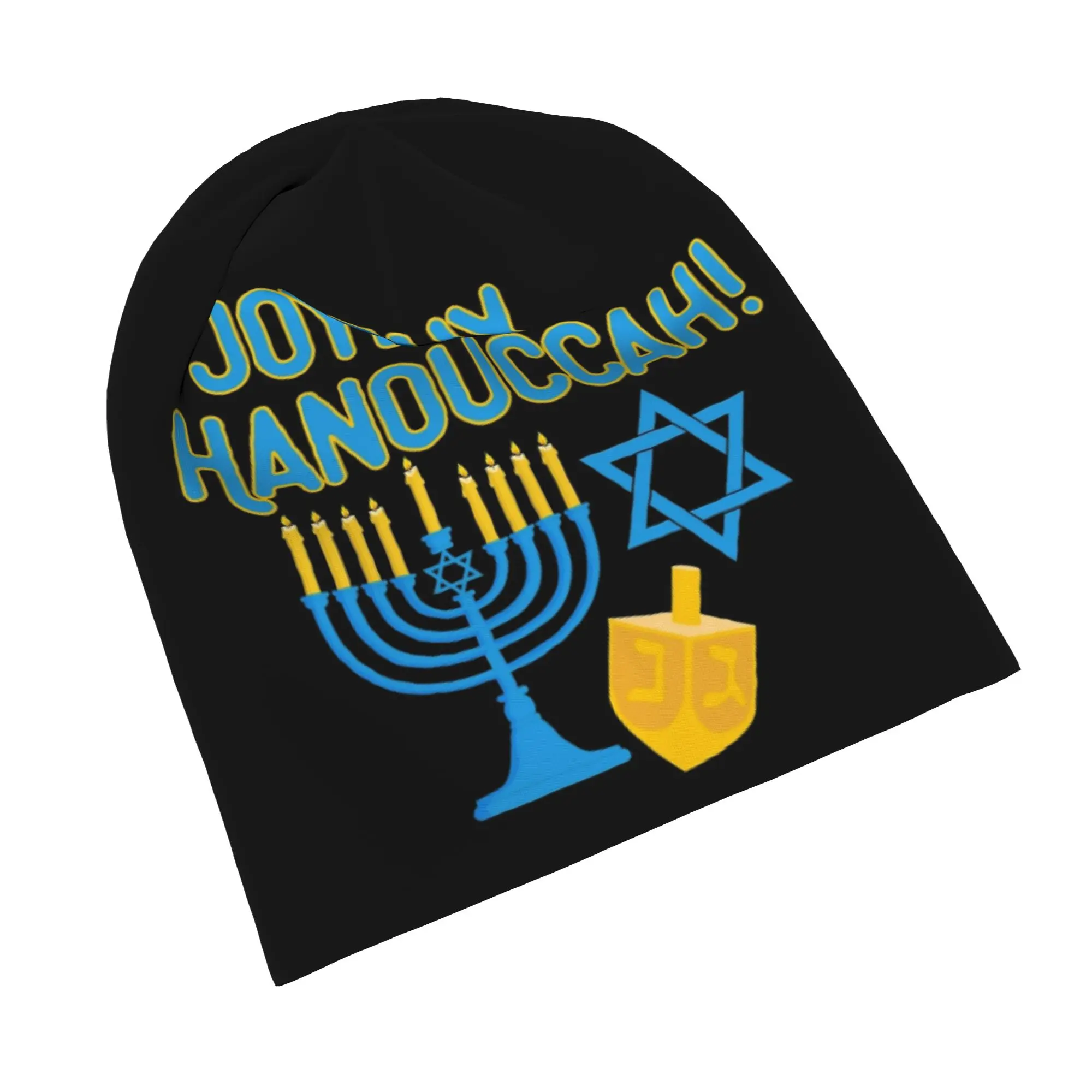 Happy Hanukkah Caps Chanukah Dreidel Goth Autumn Winter Outdoor Skullies Beanies Hats Spring Warm Dual-use Bonnet Hats